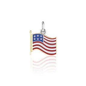 Silver and Gold Plated American Flag with Enamel Charm TCV712