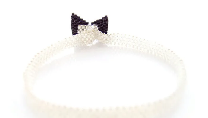 Silver Bow Beaded Bracelet