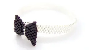 Silver Bow Beaded Bracelet