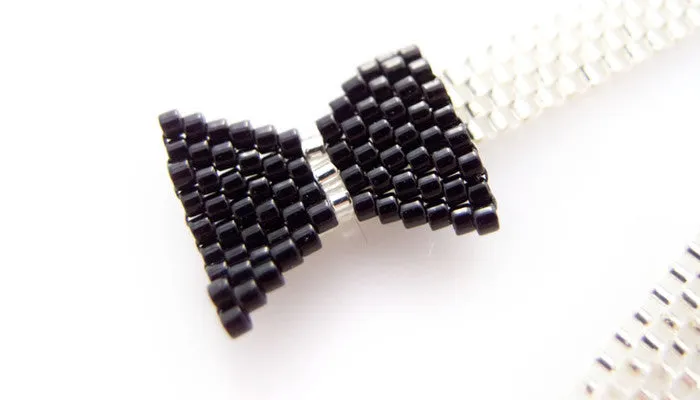 Silver Bow Beaded Bracelet