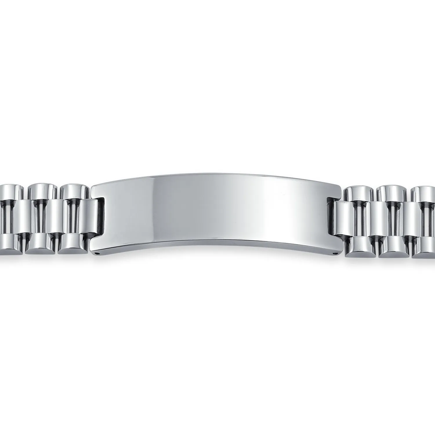 Silver Tone Stainless Steel ID Bracelet with Name Plate for Men - 8 8.5 Inch