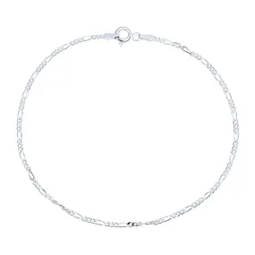 Simple 50 Gauge Sterling Silver Figaro Chain Anklet Ankle Bracelet 9-10 Inch