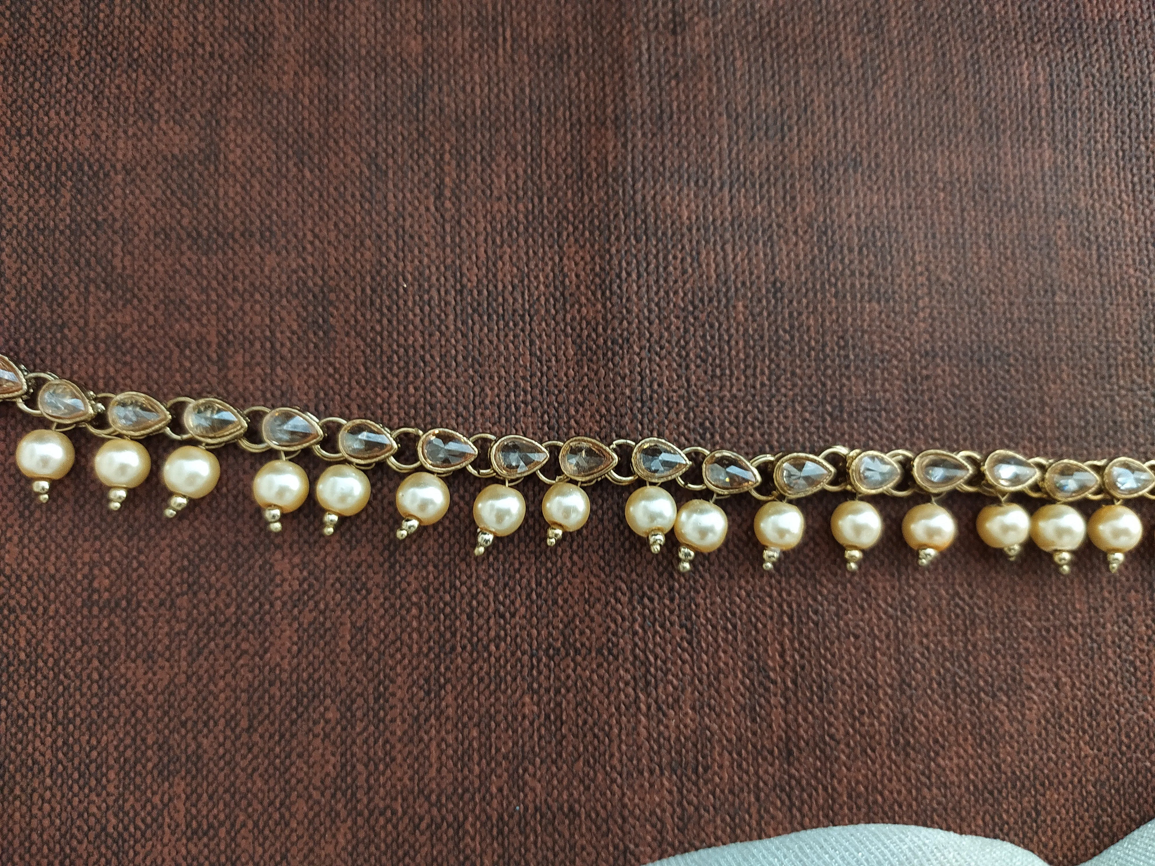Single Pearl Drops Mehandi Finish Hip Chain