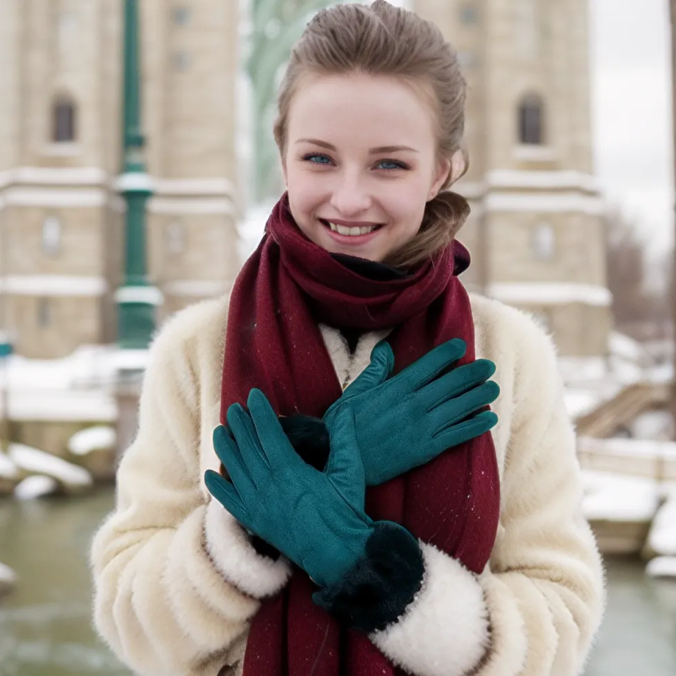 Skiing Gift Set - Skier Pashmina Style Scarf & Cosy Gloves