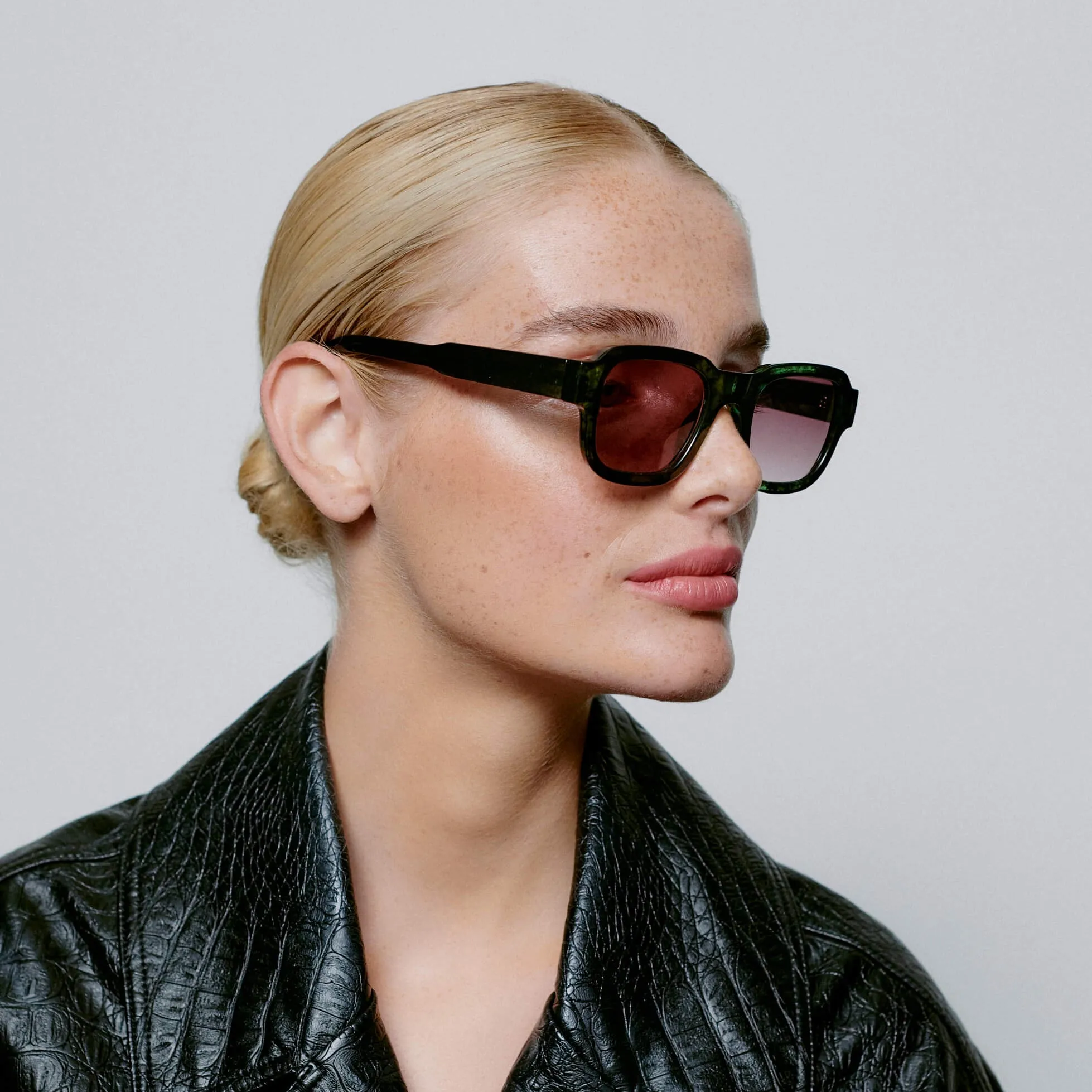Sunglasses Square Halo in Green Marble