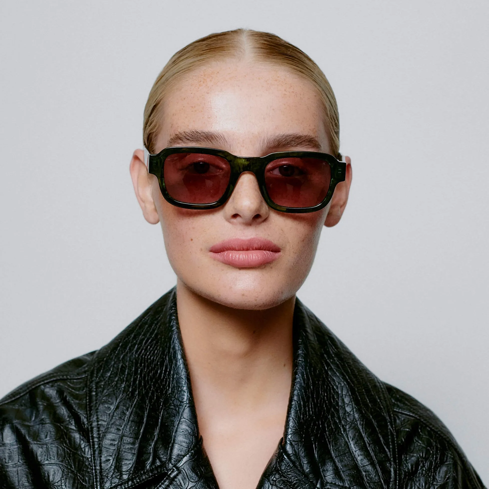 Sunglasses Square Halo in Green Marble