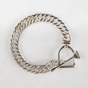 T Bar Curb Chain Stirrup Buckle Clasp Sterling Silver Plated Brass Bracelet