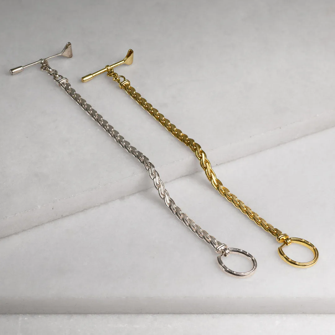 T Bar Petite Chain Horseshoe Buckle Clasp Sterling Silver Plated Brass Bracelet