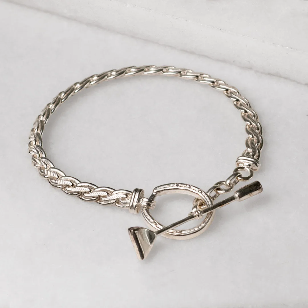 T Bar Petite Chain Horseshoe Buckle Clasp Sterling Silver Plated Brass Bracelet