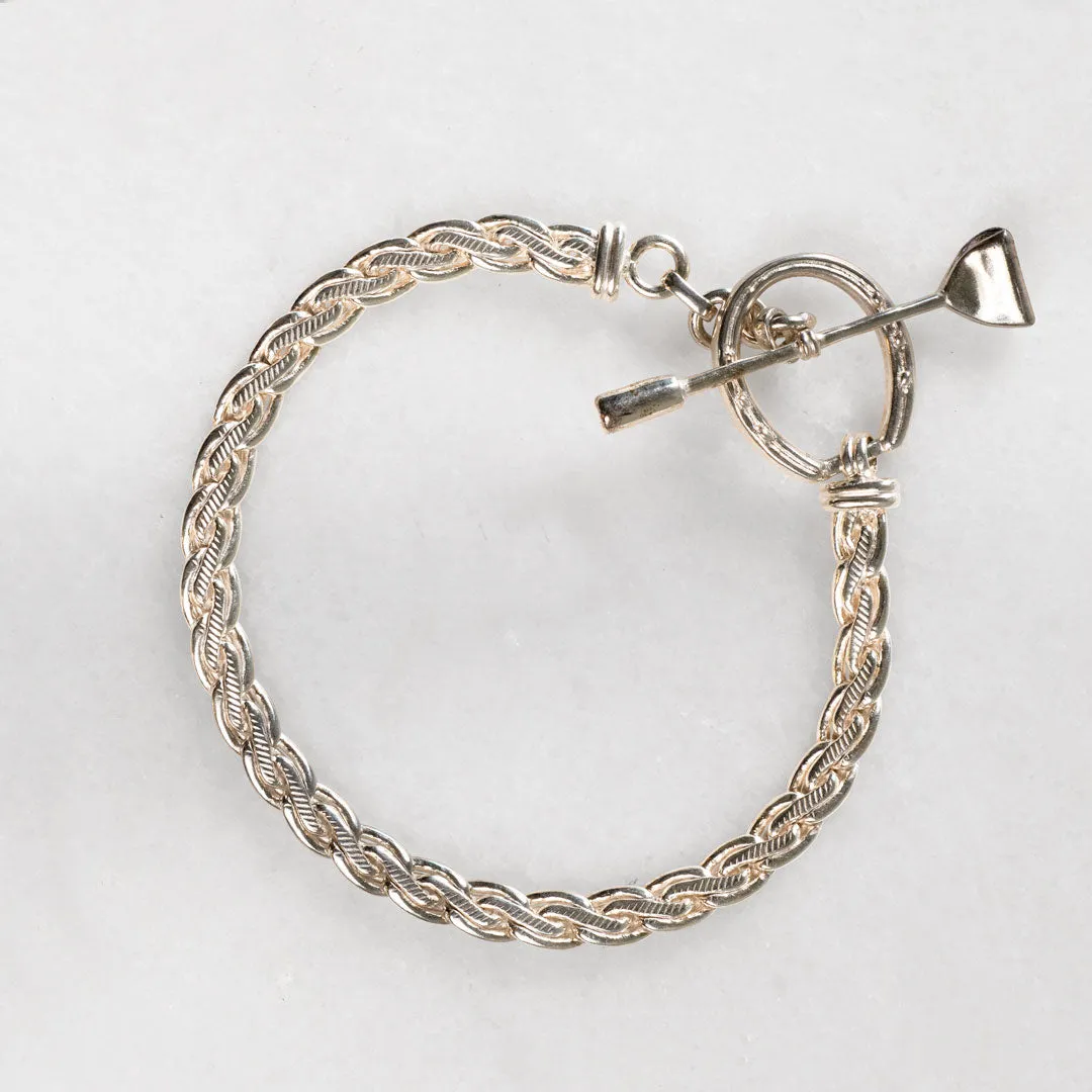 T Bar Petite Chain Horseshoe Buckle Clasp Sterling Silver Plated Brass Bracelet