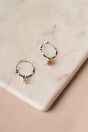 Turquoise North Star Hoop Drop Earrings /3 Pairs