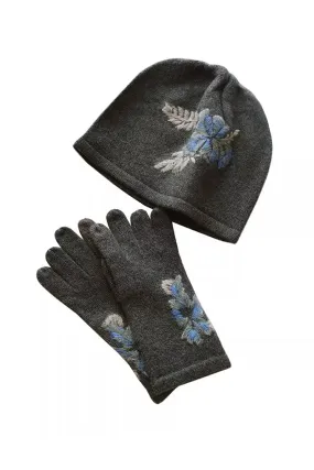 Vintage Cashmere Beanie and Touchscreen Gloves Set