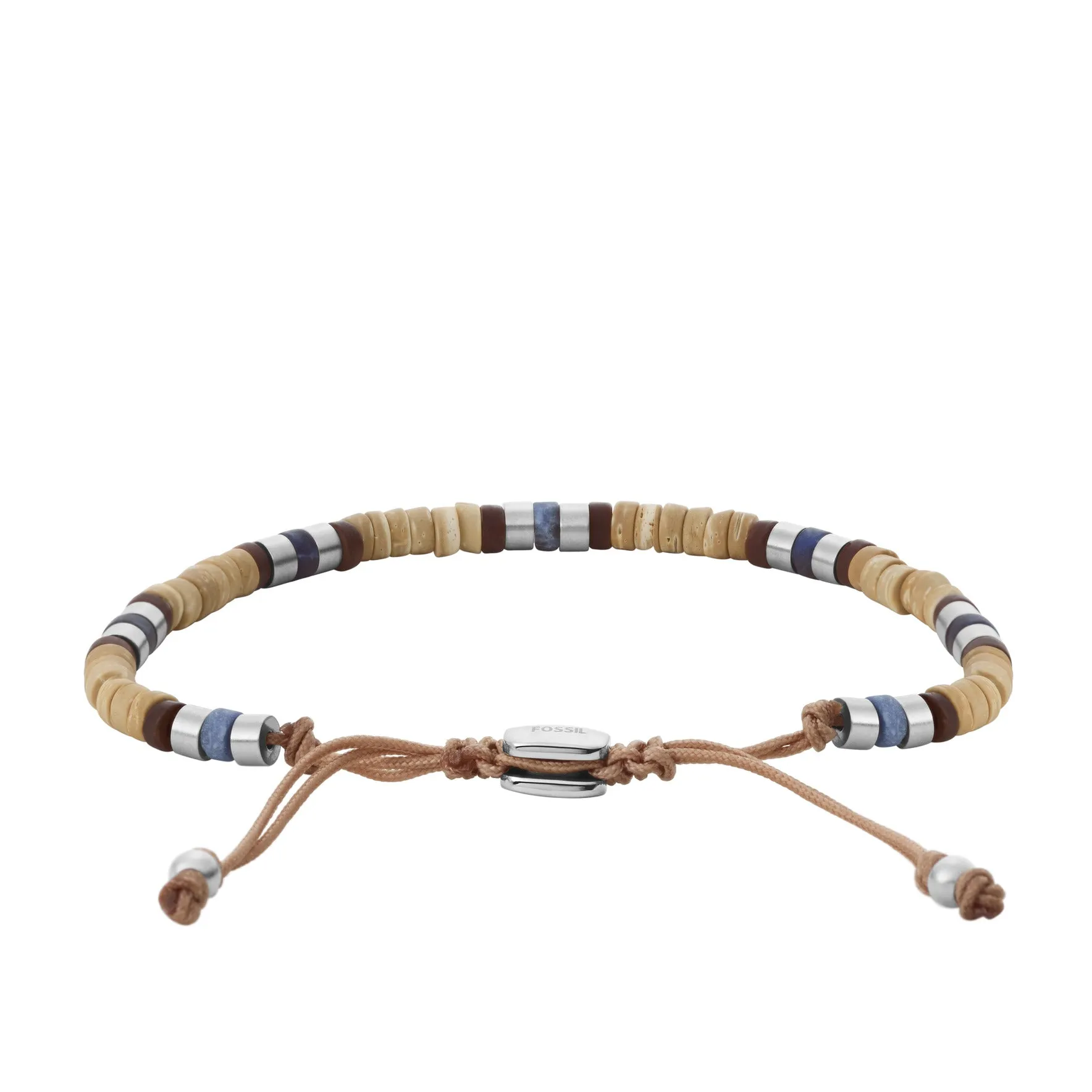 Vintage Casual Summer Beads Tan Coconut and Sodalite Beaded Bracelet