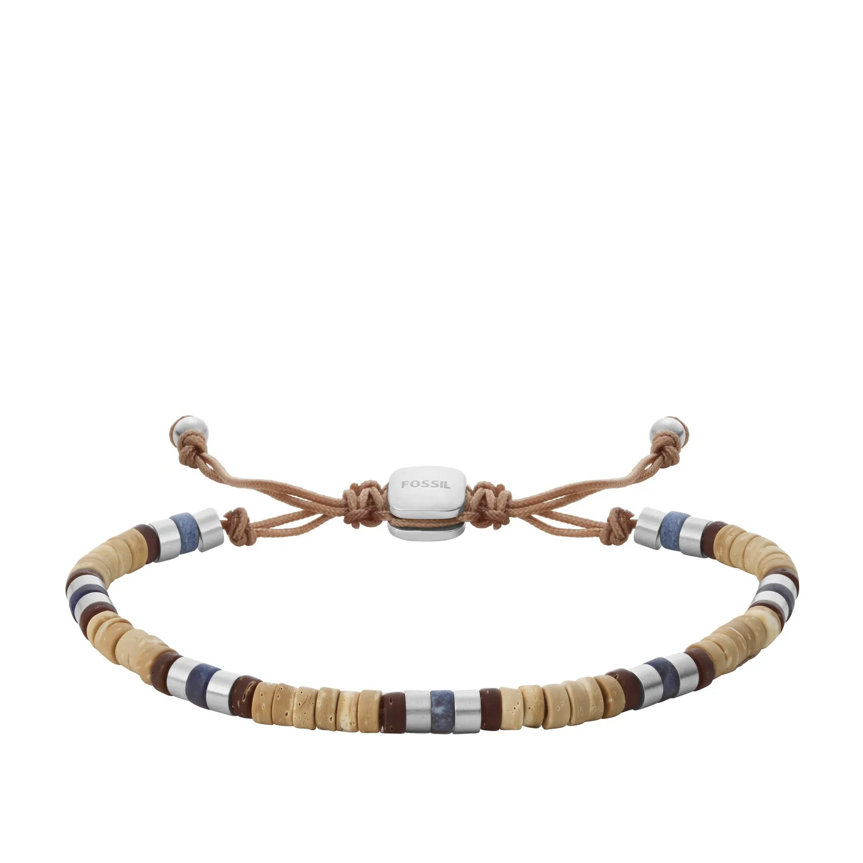 Vintage Casual Summer Beads Tan Coconut and Sodalite Beaded Bracelet
