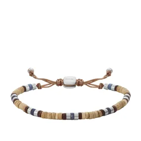 Vintage Casual Summer Beads Tan Coconut and Sodalite Beaded Bracelet