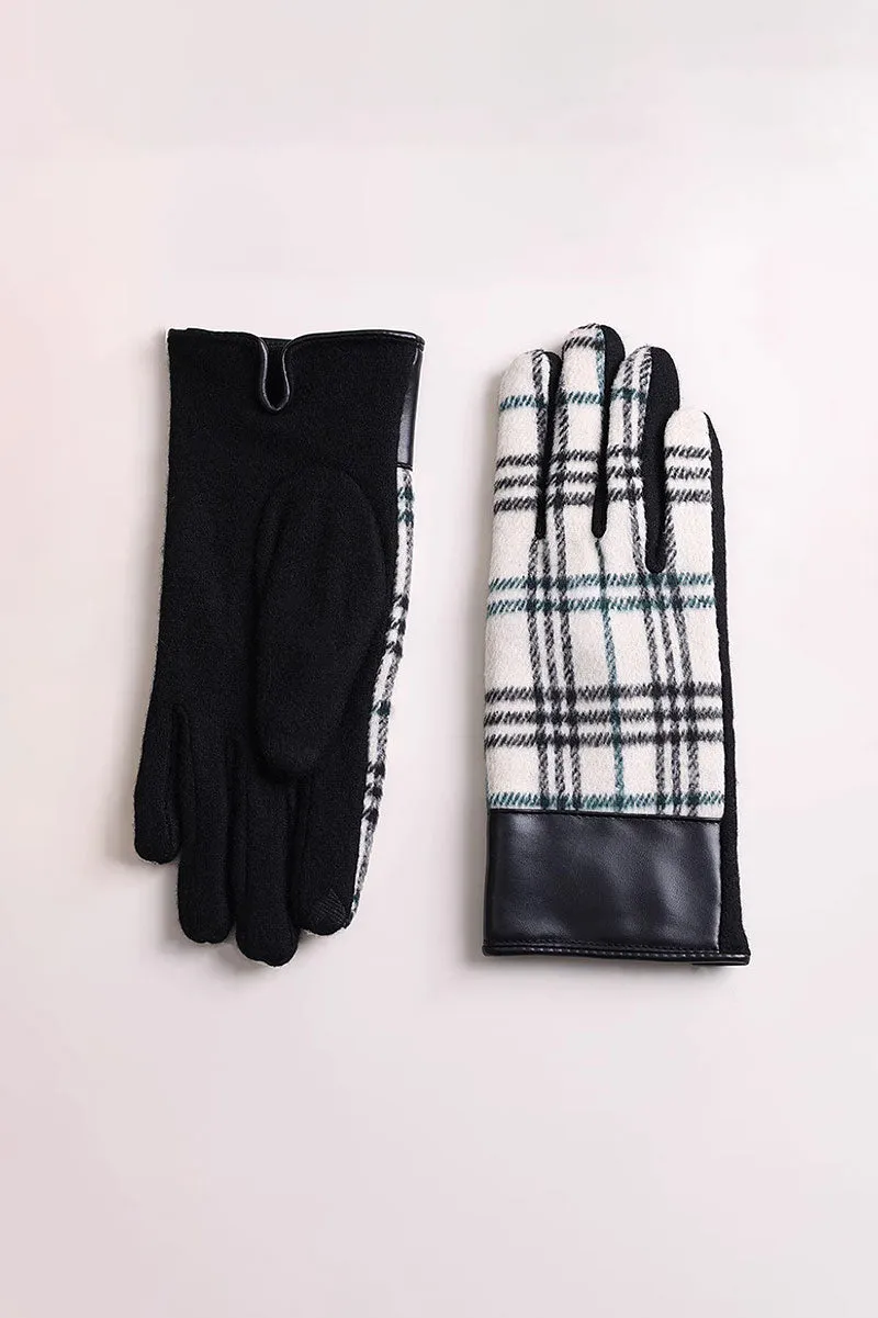 Vintage Wool Blend Tweed Touchscreen Gloves with Fleece Lined