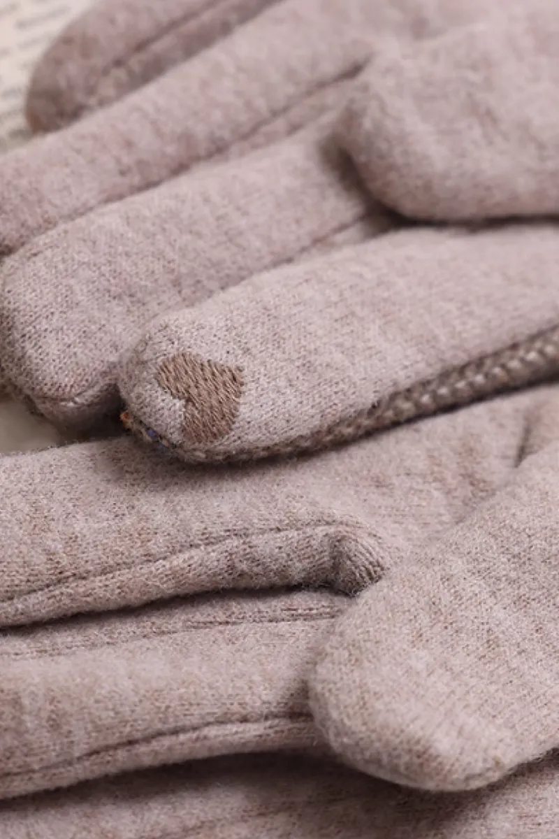 Vintage Wool Blend Tweed Touchscreen Gloves with Fleece Lined