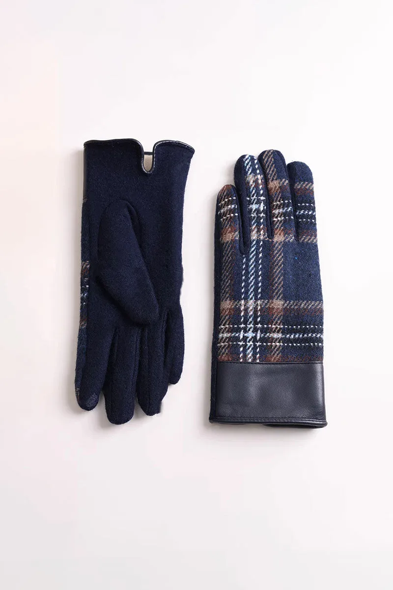 Vintage Wool Blend Tweed Touchscreen Gloves with Fleece Lined