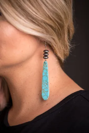 West and Co Turquoise Slab with Navajo Pearl Disc Earrings