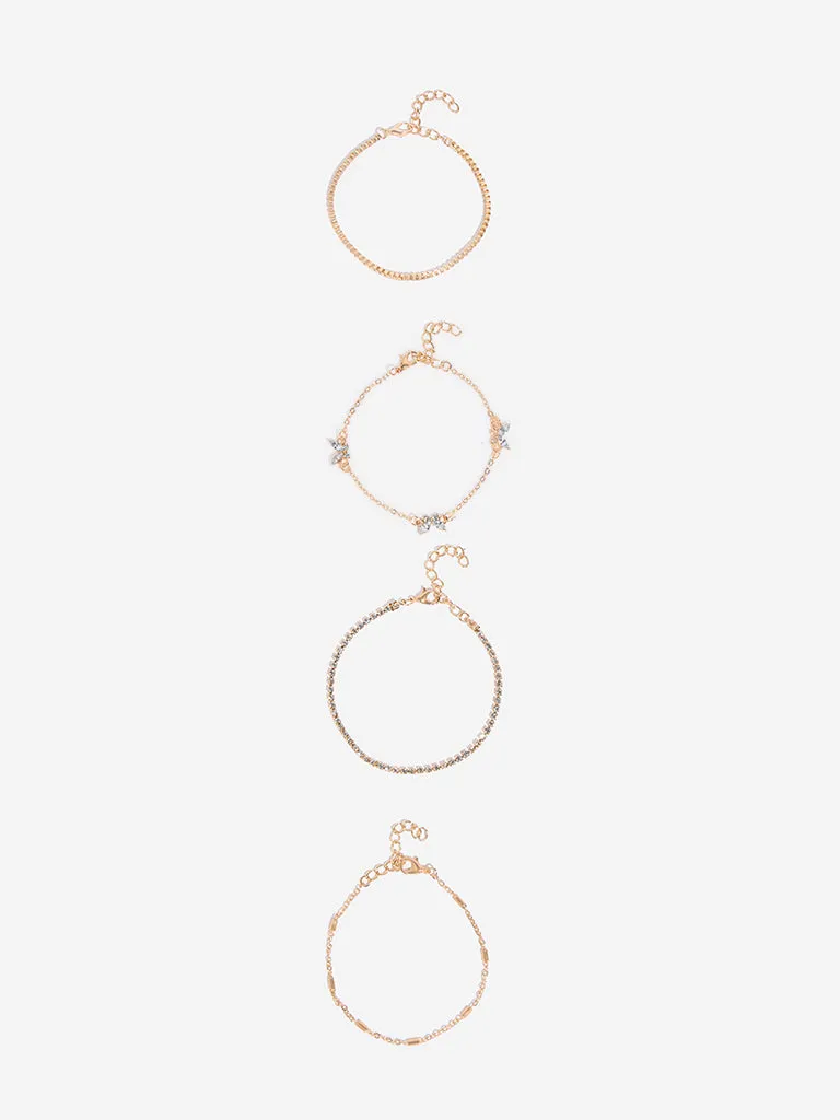 Westside Accessories Gold Butterfly Stackable Bracelets - Pack of 4