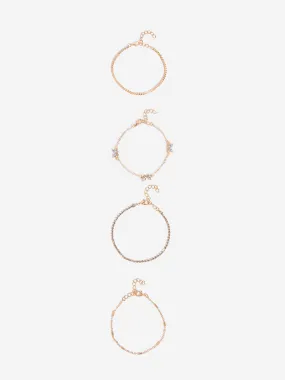Westside Accessories Gold Butterfly Stackable Bracelets - Pack of 4