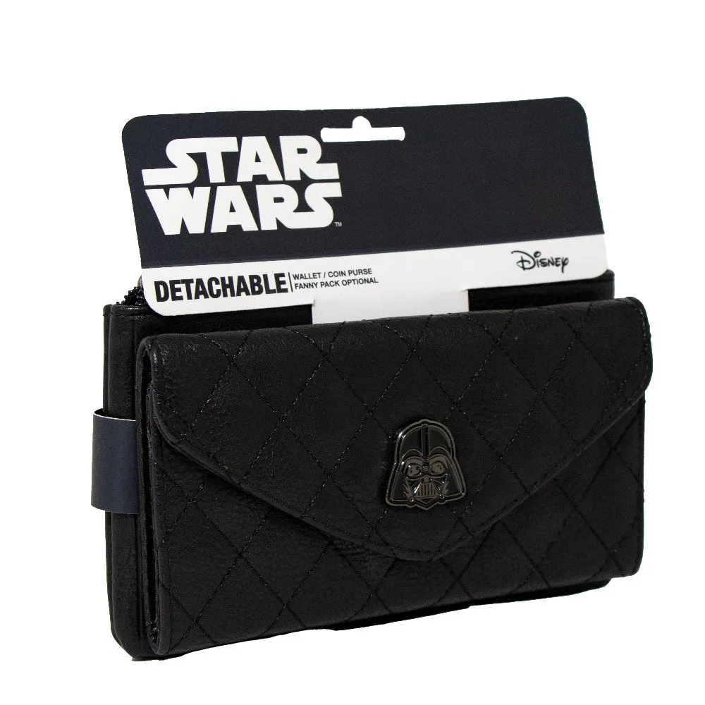 Women's Detachable Wallet Coin Purse - Darth Vader Quilted PU