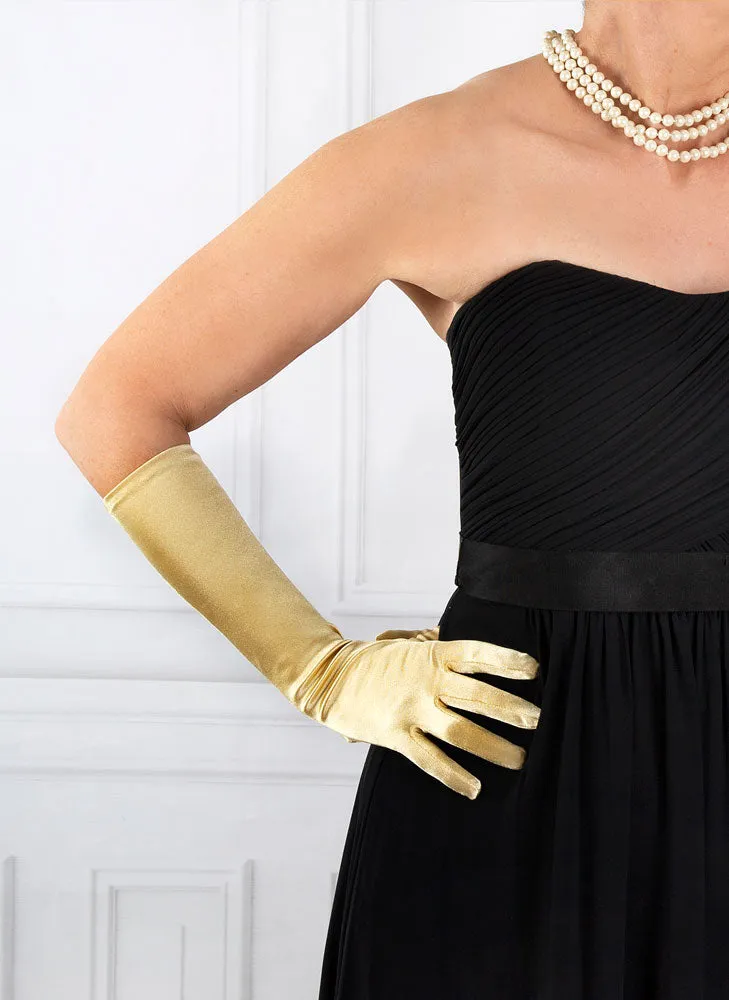 Women's Long Below-Elbow Satin Gloves