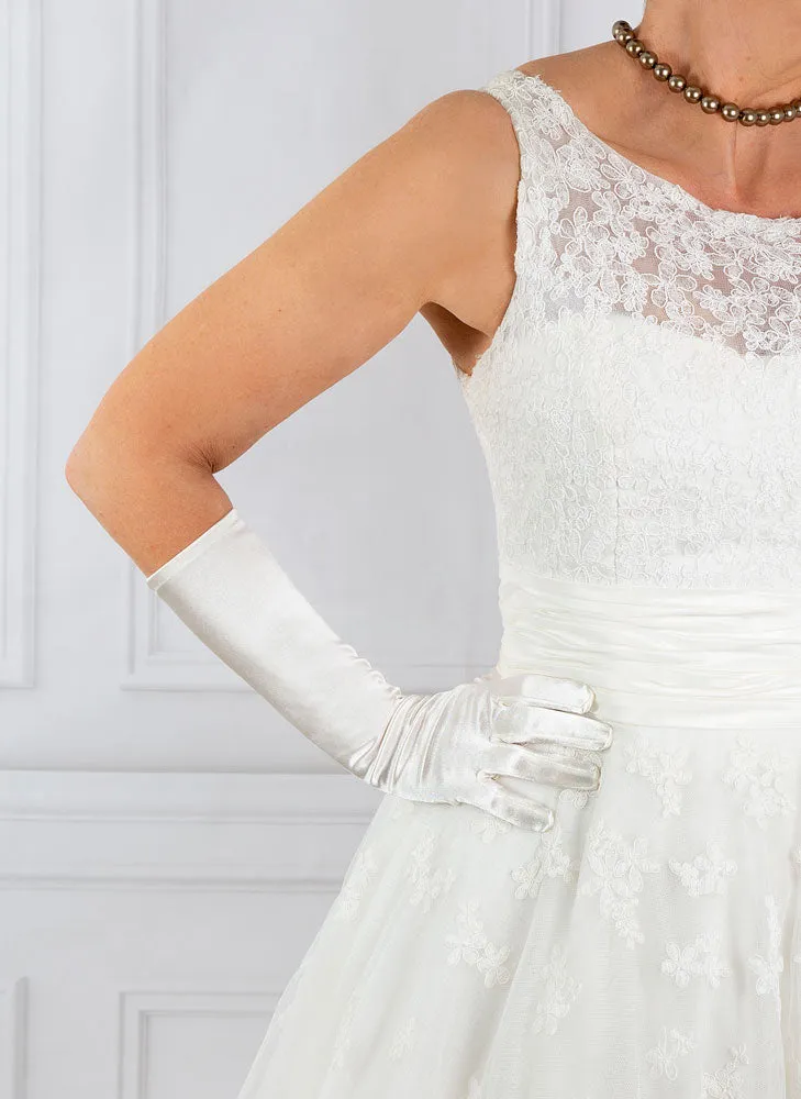Women's Long Below-Elbow Satin Gloves