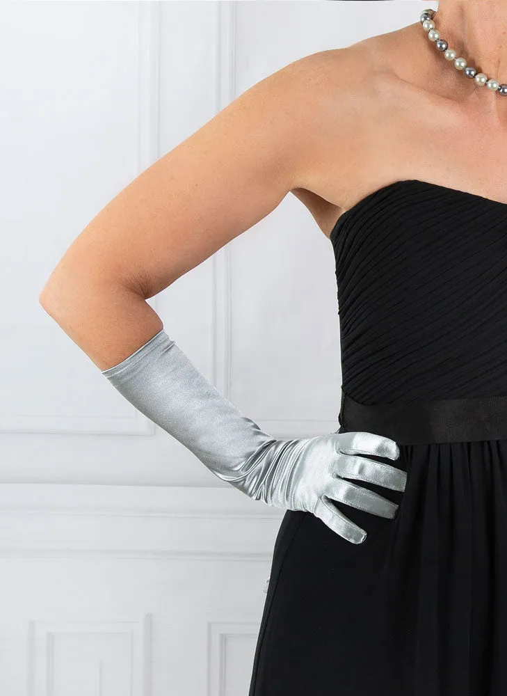 Women's Long Below-Elbow Satin Gloves