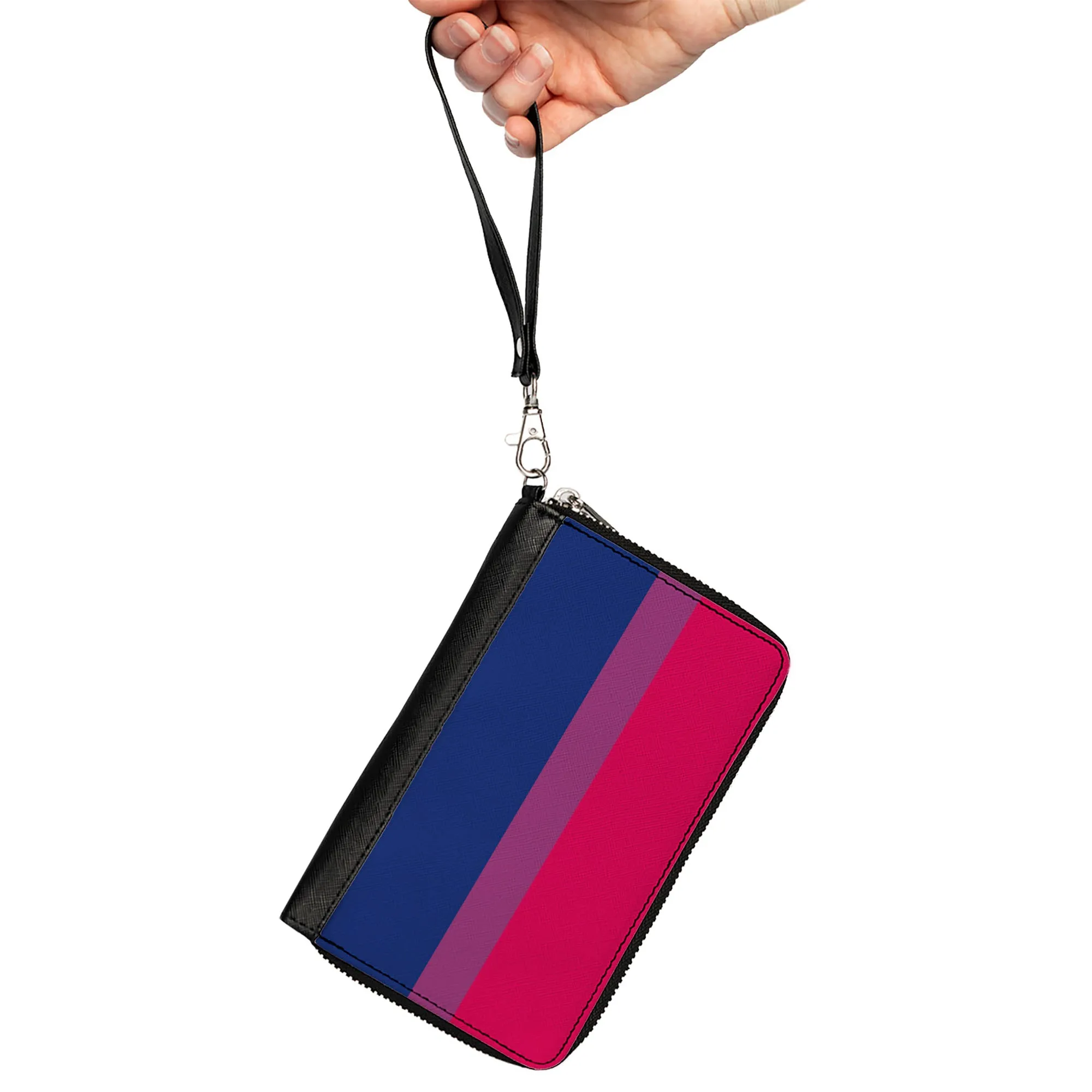 Women's PU Zip Around Wallet Rectangle - Flag Bisexual Pink Purple Blue